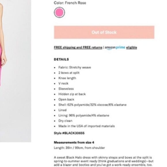 Black Halo French Rose Mystic Sheath Dress Sz 8 - Picture 6 of 9